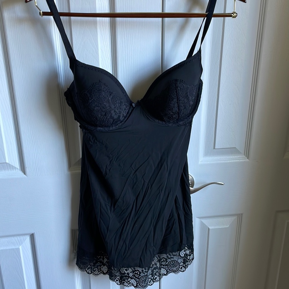 Victoria’s Secret black lace and silk nightgown